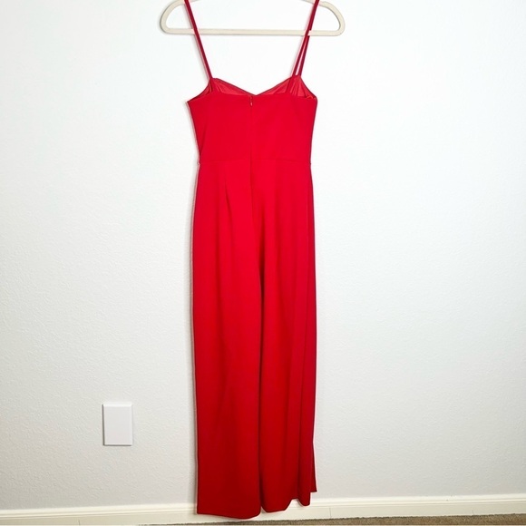 Bebe Jumpsuit Women XS Red Front Slit wide leg pant sleeveless Crepe          B5 - Picture 5 of 10